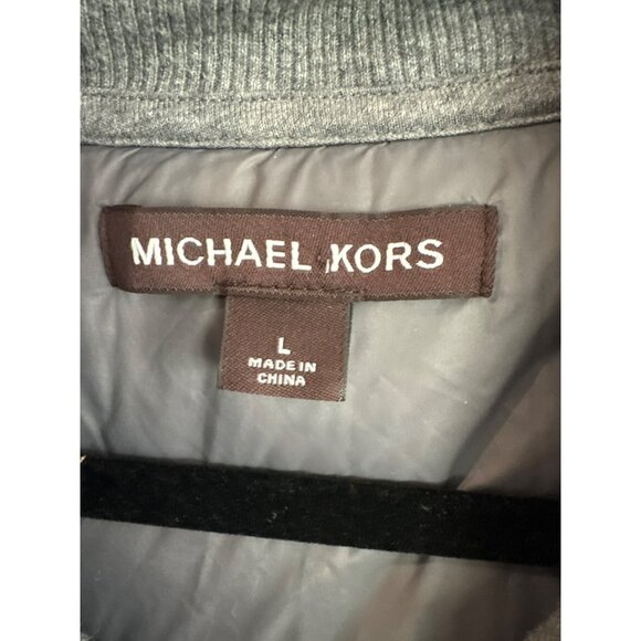 Michael Kors Quilted Hooded Jacket Size Large Gray Mens Outerwear Knit Bomber - Picture 3 of 6